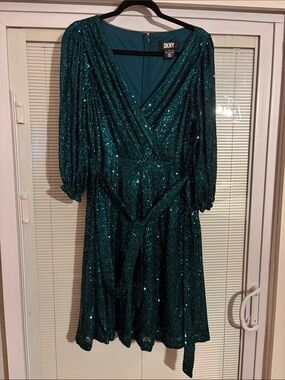 DKNY Green Sequin Dress Size 16